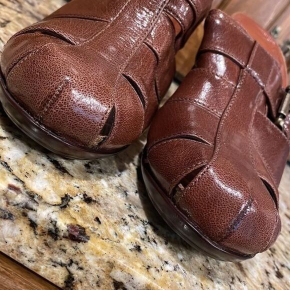 Caressa Fisher Mule size 8 brown, Leather upper & linings NEW 3” heel 4” w/sole - Picture 12 of 14